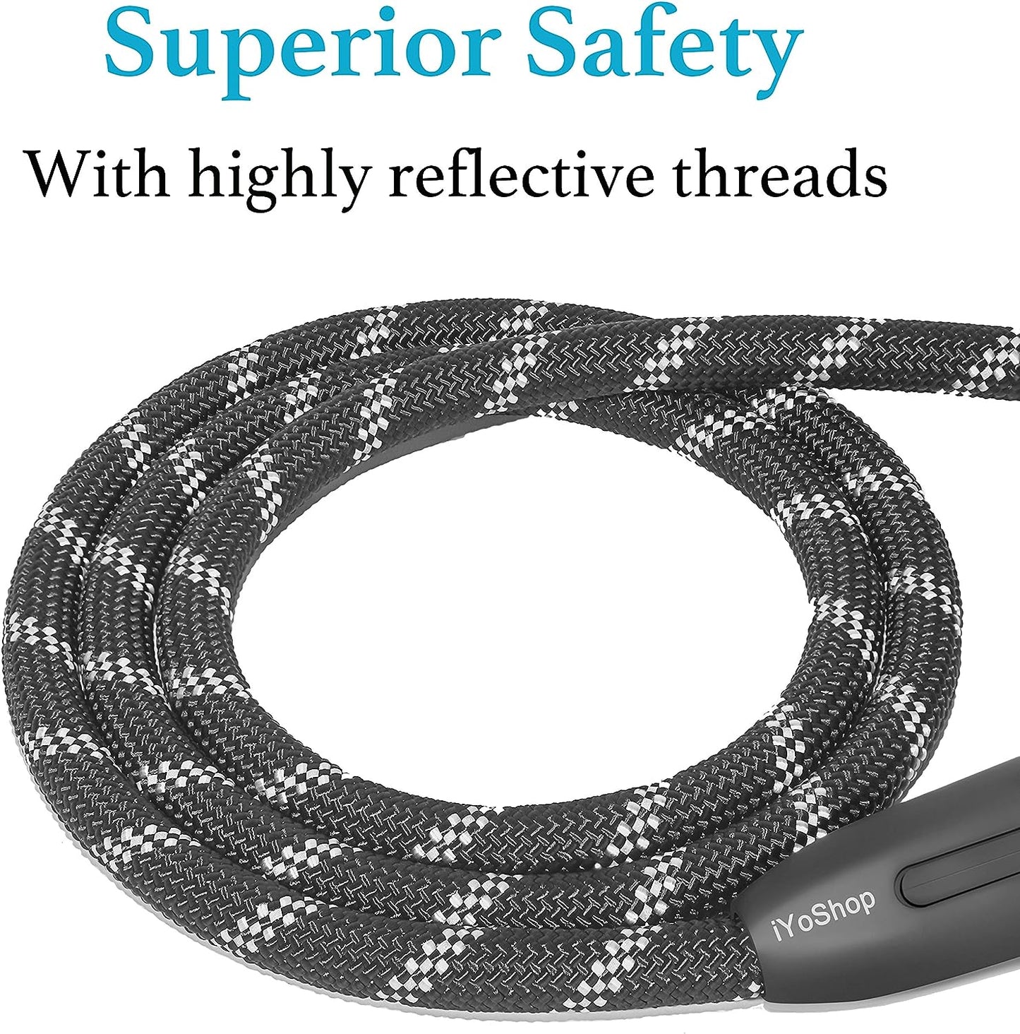 Durable 4 FT Slip Lead Dog Leash - 1/2" Black with Padded Handle, Reflective Threads, and No Pull Design for Training