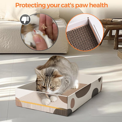 Premium Cat Scratcher Box 17" x 10" with Three Reversible Cardboard Pads for Claw Care and Furniture Protection, Ideal for Indoor Use