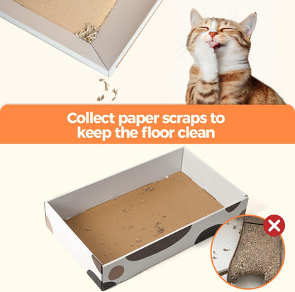 Premium Cat Scratcher Box 17" x 10" with Three Reversible Cardboard Pads for Claw Care and Furniture Protection, Ideal for Indoor Use