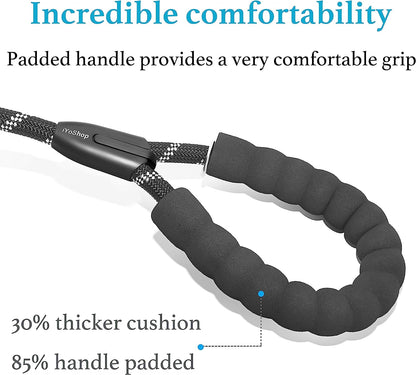Durable 4 FT Slip Lead Dog Leash - 1/2" Black with Padded Handle, Reflective Threads, and No Pull Design for Training