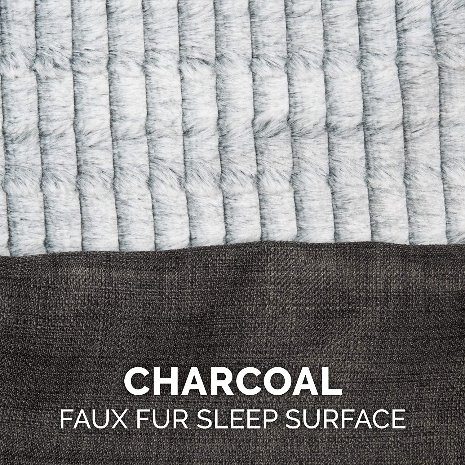 Orthopedic Dog Bed for Medium and Small Breeds with Removable Bolsters and Washable Cover, Suitable for Dogs Up to 35 lbs - Luxe Faux Fur and Performance Linen Sofa in Charcoal, Medium Size