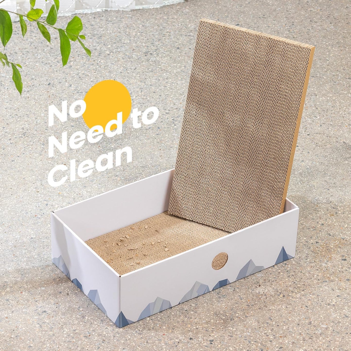Heavy-Duty Double-Sided Cardboard Cat Scratcher Box with Interactive Design, Large Indoor Cat Lounger and Bed, White